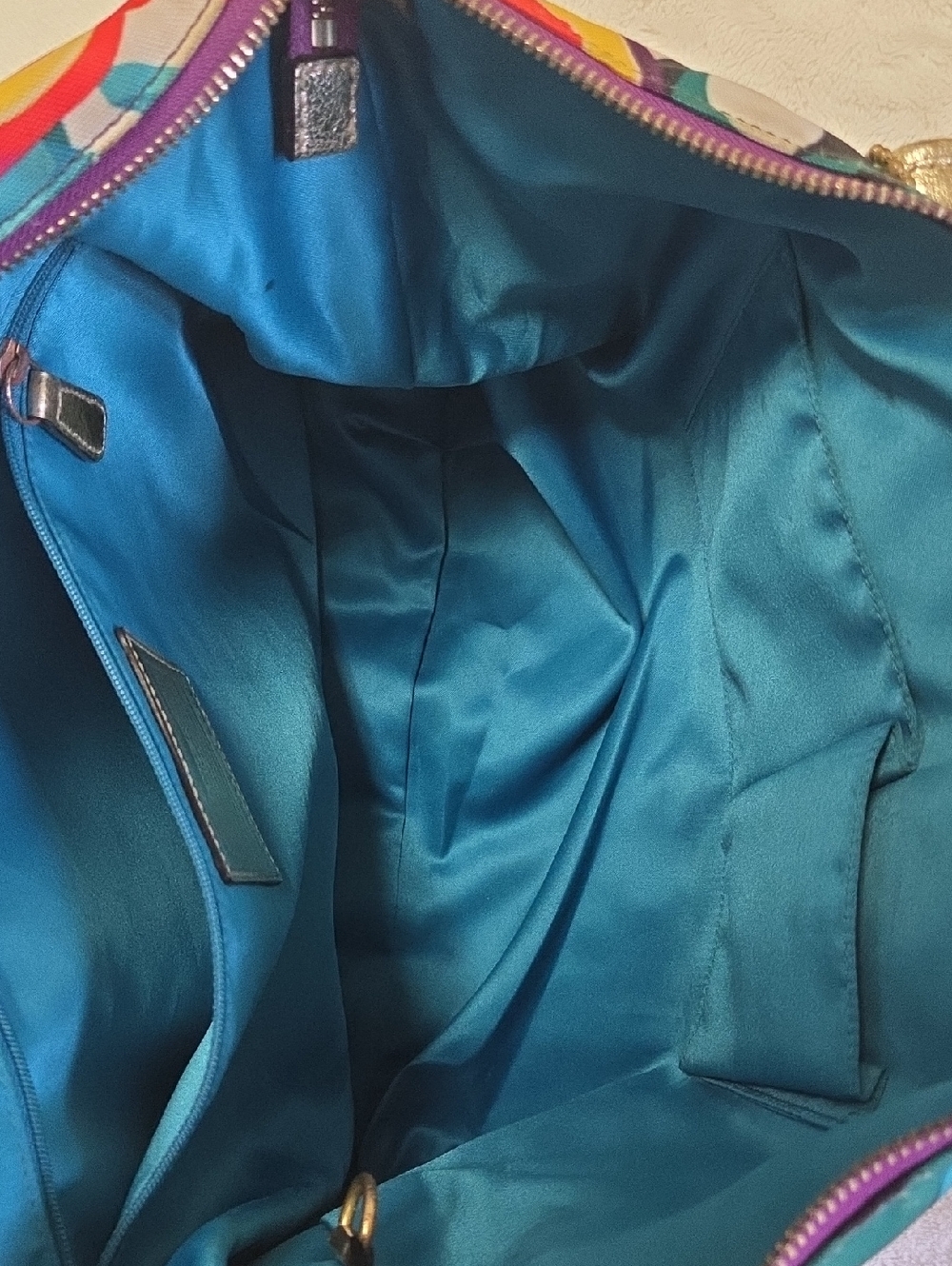 Coach Multicolor Signature Tote Bag with Gold Trim - Picture 6 of 7